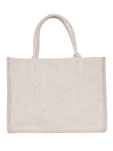 PRIMROSE Striped Cotton Tote Bag, Large Shopping Bag, Beige and White